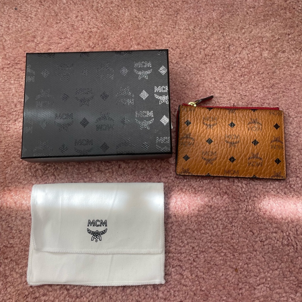 MCM Tan and Black Card Wallet